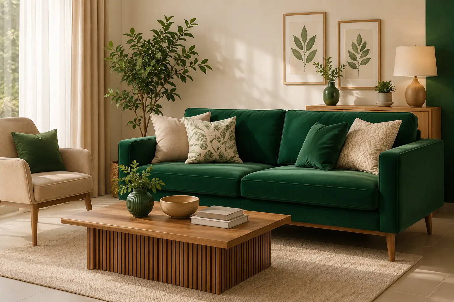 Green velvet sofa set and living room furniture bought by used furniture buyer in Dubai